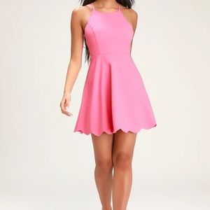 Play on Curves Bright Pink Backless Dress
